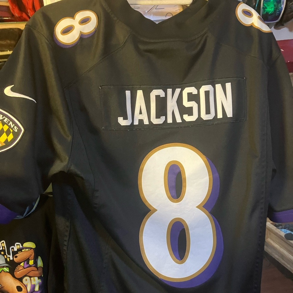 Assortment of ravens jerseys. Prices vary.